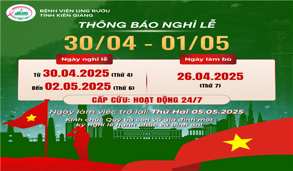 THÔNG BÁO Nghỉ lễ 30/04 & 01/05